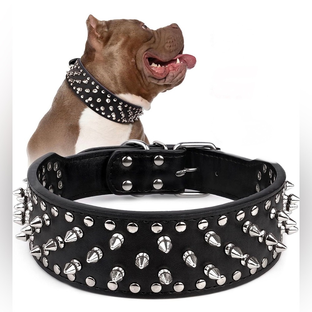 Faux Leather Spike Collar New